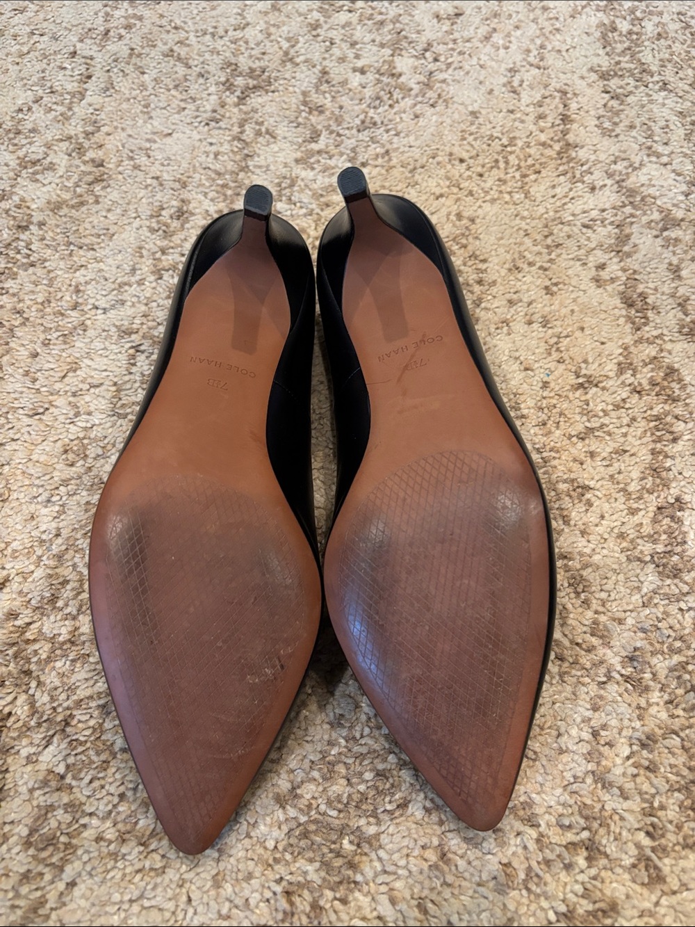 Cole Haan Black Leather Pointed Toe Heels - Picture 3 of 3